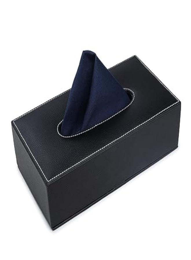 AZYEEA - Handcrafted Fine Leather Tissue Paper Holder Napkin Holder for Car Gifting, Office Desks, Cars & Home Decor | Durable & Water Resistant (Black) - Image 1